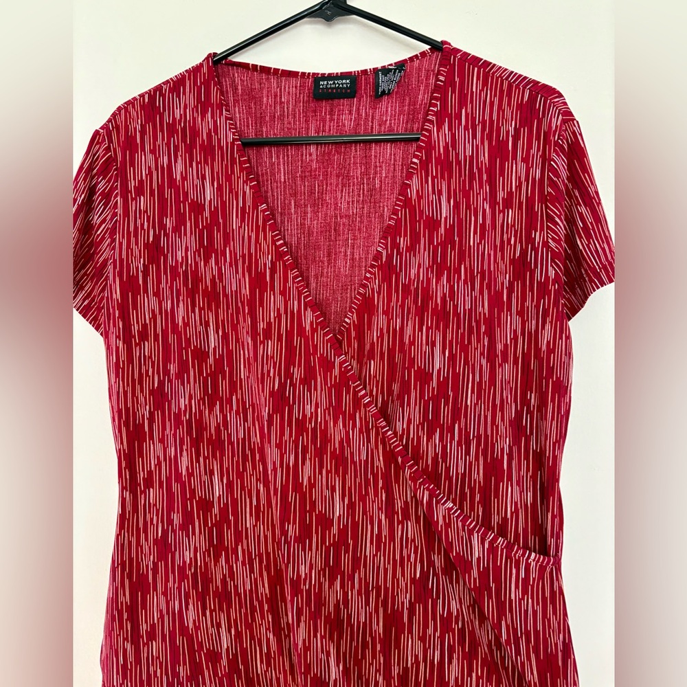 New York & Company Red Abstract Blouse
